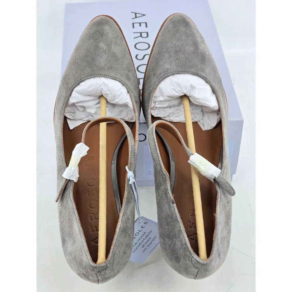 Aerosoles Lois Pump Womens 10M Grey Suede Mary Jane Heel - New